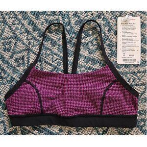 LULULEMON Rise and Run Bra Teeny Tooth Deep Fuchsia Black 10 EUC NLA